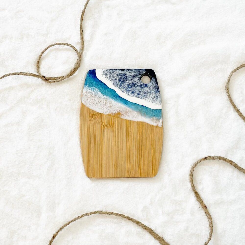 Coastal Ocean Wave Resin Art Small Bamboo Board